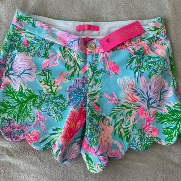Lilly Pulitzer Pants - Lilly Pulitzer Cay To My Heart Print Celestial Blue Buttercup knit short,6,NWT